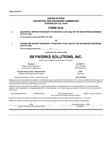 Thumbnail Skyworks Solutions
 10-Q Quarterly Report FY 