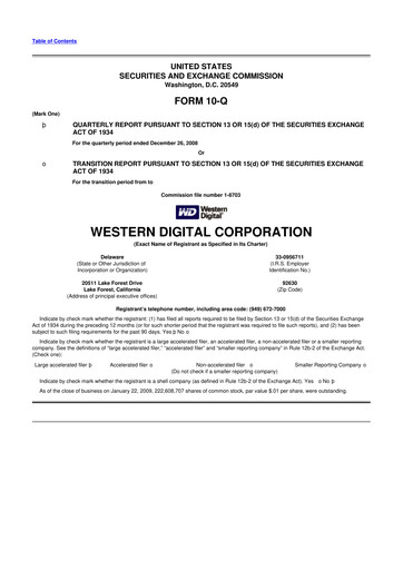 Thumbnail Western Digital 10-Q Quarterly Report FY 