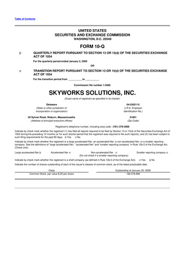 Thumbnail Skyworks Solutions
 10-Q Quarterly Report FY 