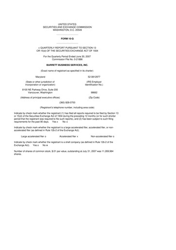 Thumbnail Barrett Business Services 10-Q Quarterly Report FY 