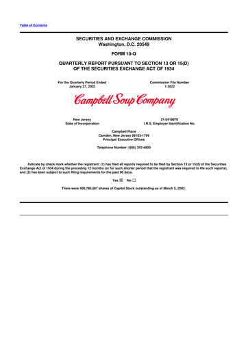 Thumbnail 
Campbell's 10-Q Quarterly Report FY 