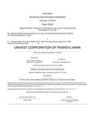Vorschaubild Univest Financial Corporation 10-Q Quartalsbericht  