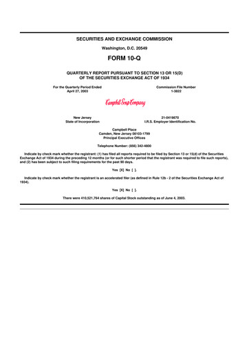 Thumbnail 
Campbell's 10-Q Quarterly Report FY 