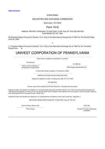 Vorschaubild Univest Financial Corporation 10-Q Quartalsbericht  