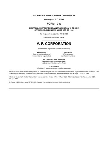 Thumbnail VF Corporation 10-Q Quarterly Report FY 