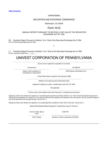 Vorschaubild Univest Financial Corporation 10-Q Quartalsbericht  