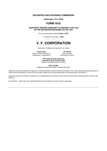 Thumbnail VF Corporation 10-Q Quarterly Report FY 