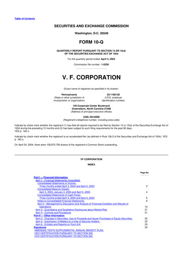 Thumbnail VF Corporation 10-Q Quarterly Report FY 