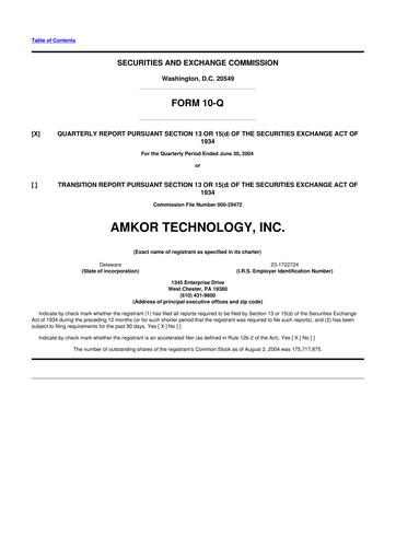 Vorschaubild Amkor Technology
 10-Q Quartalsbericht  