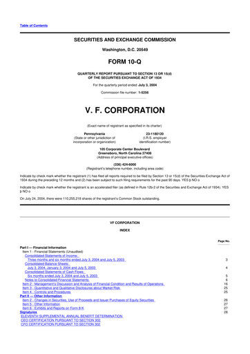 Thumbnail VF Corporation 10-Q Quarterly Report FY 