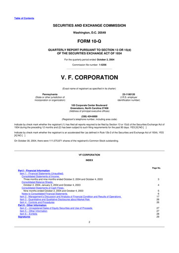 Thumbnail VF Corporation 10-Q Quarterly Report FY 