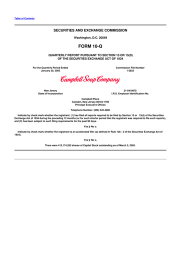 Thumbnail 
Campbell's 10-Q Quarterly Report FY 