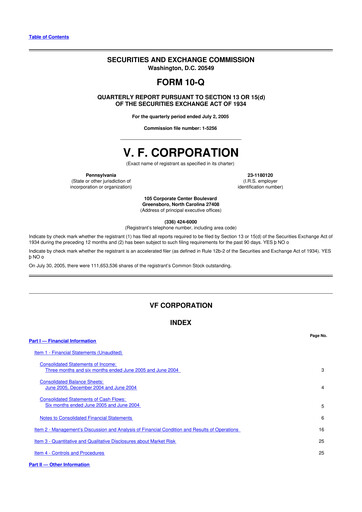 Thumbnail VF Corporation 10-Q Quarterly Report FY 