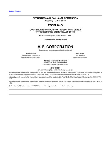 Thumbnail VF Corporation 10-Q Quarterly Report FY 