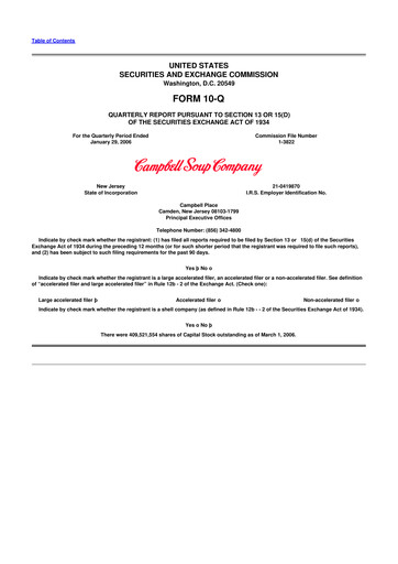 Thumbnail 
Campbell's 10-Q Quarterly Report FY 