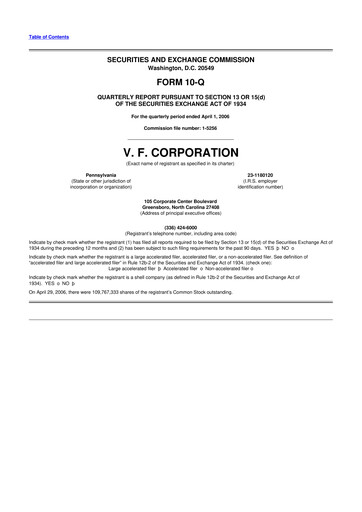 Thumbnail VF Corporation 10-Q Quarterly Report FY 