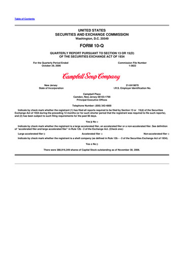 Thumbnail 
Campbell's 10-Q Quarterly Report FY 