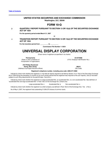 Vorschaubild Universal Display Corporation
 10-Q Quartalsbericht  