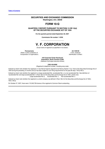 Thumbnail VF Corporation 10-Q Quarterly Report FY 