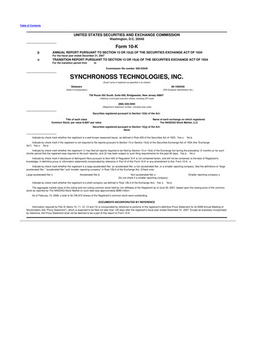 Thumbnail Synchronoss Technologies 10-K Annual Report 