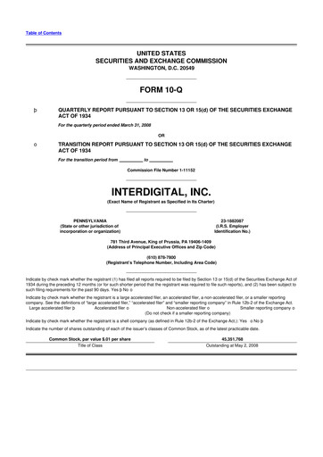 Thumbnail InterDigital
 10-Q Quarterly Report FY 