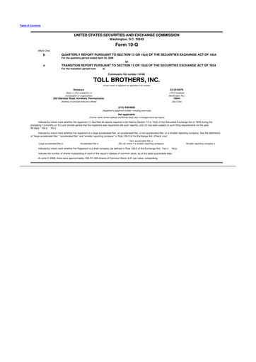 Thumbnail Toll Brothers
 10-Q Quarterly Report FY 