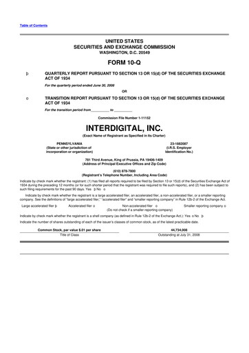 Thumbnail InterDigital
 10-Q Quarterly Report FY 