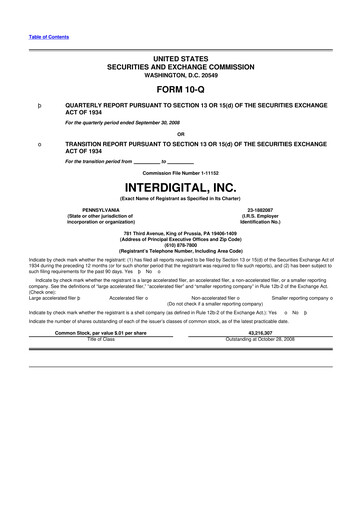 Thumbnail InterDigital
 10-Q Quarterly Report FY 