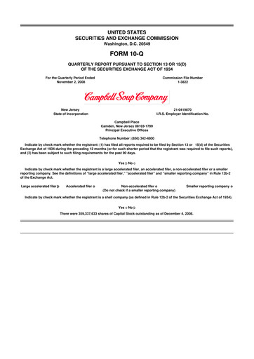 Thumbnail 
Campbell's 10-Q Quarterly Report FY 