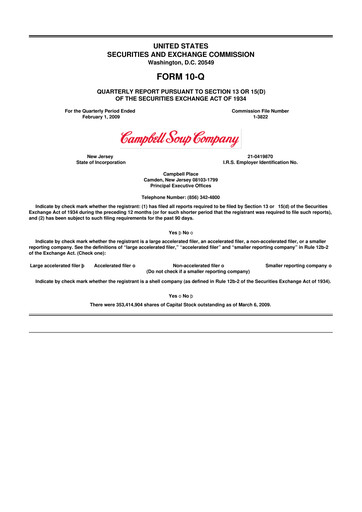 Thumbnail 
Campbell's 10-Q Quarterly Report FY 