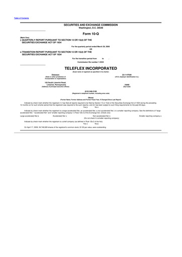 Thumbnail Teleflex 10-Q Quarterly Report FY 