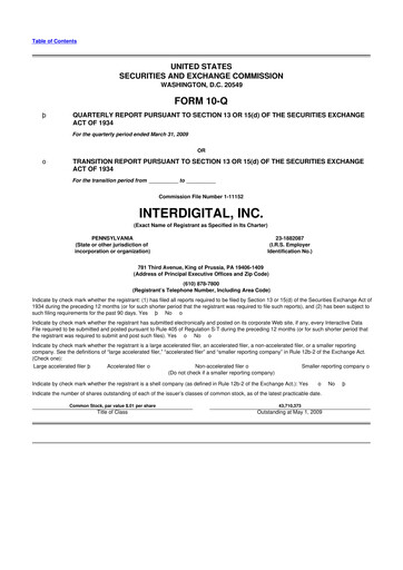 Thumbnail InterDigital
 10-Q Quarterly Report FY 