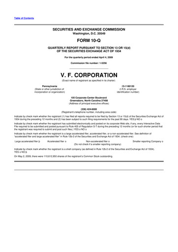 Thumbnail VF Corporation 10-Q Quarterly Report FY 