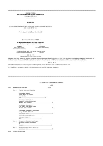 Thumbnail SM Energy
 10-Q Quarterly Report FY 