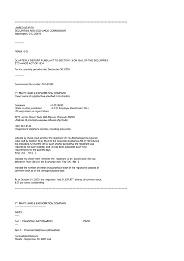 Thumbnail SM Energy
 10-Q Quarterly Report FY 