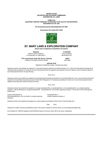 Thumbnail SM Energy
 10-Q Quarterly Report FY 