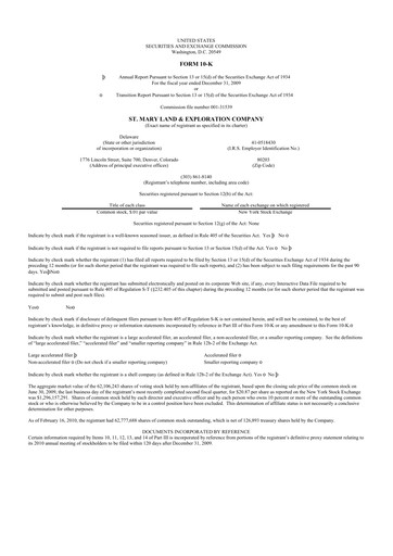 Thumbnail SM Energy
 10-K Annual Report 