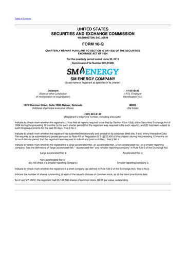 Thumbnail SM Energy
 10-Q Quarterly Report FY2012 