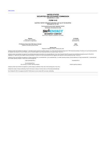 Thumbnail SM Energy
 10-Q Quarterly Report FY2012 