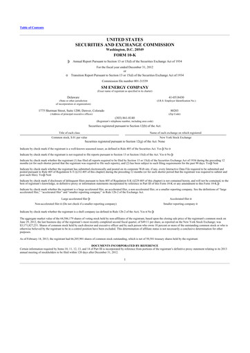 Thumbnail SM Energy
 10-K Annual Report 2012