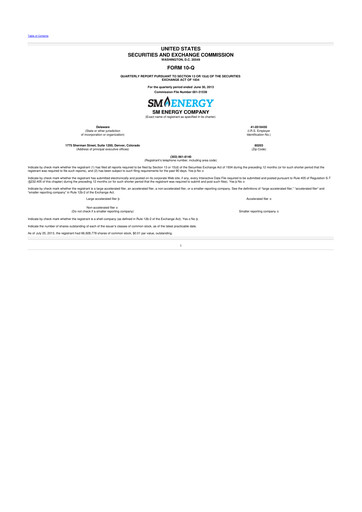 Thumbnail SM Energy
 10-Q Quarterly Report FY2013 