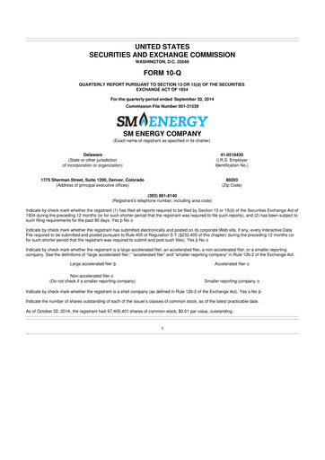 Thumbnail SM Energy
 10-Q Quarterly Report FY2014 