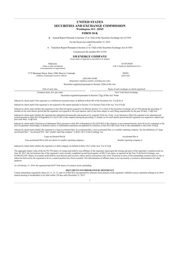 Thumbnail SM Energy
 10-K Annual Report 2015