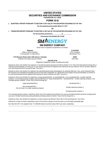 Thumbnail SM Energy
 10-Q Quarterly Report FY2017 
