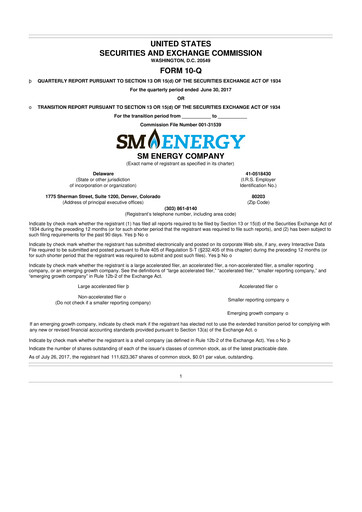 Thumbnail SM Energy
 10-Q Quarterly Report FY2017 