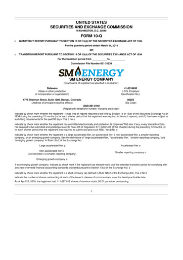 Thumbnail SM Energy
 10-Q Quarterly Report FY2018 