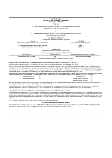 Thumbnail SM Energy
 10-K Annual Report 2021