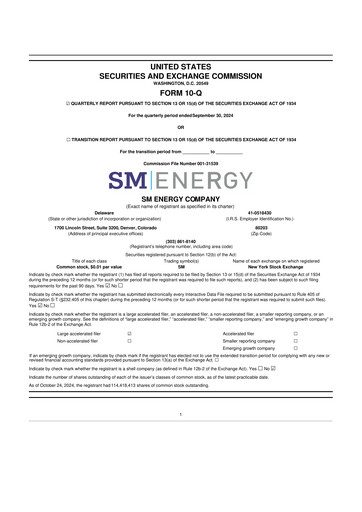 Thumbnail SM Energy
 10-Q Quarterly Report FY2024 