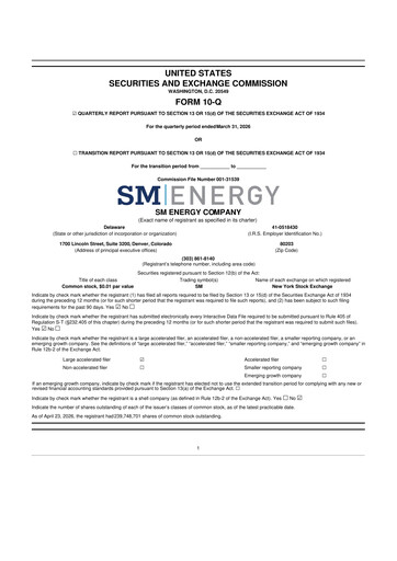 Thumbnail SM Energy
 10-Q Quarterly Report FY 