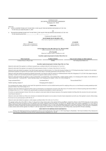 Thumbnail Hawthorn Bancshares 10-K Annual Report 2024